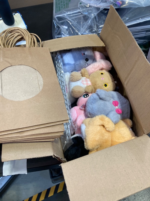 Photo 1 of 39PCS Adopt A Cat Party Favors, Mini Stuffed Animals Adopt A Pet Set Includes 12 Stuffed Kitten 12 Kraft Paper Bags 12 Adoption Certificate 2 Fence 1 Stand for Adopt Animals Birthday Party Decorations