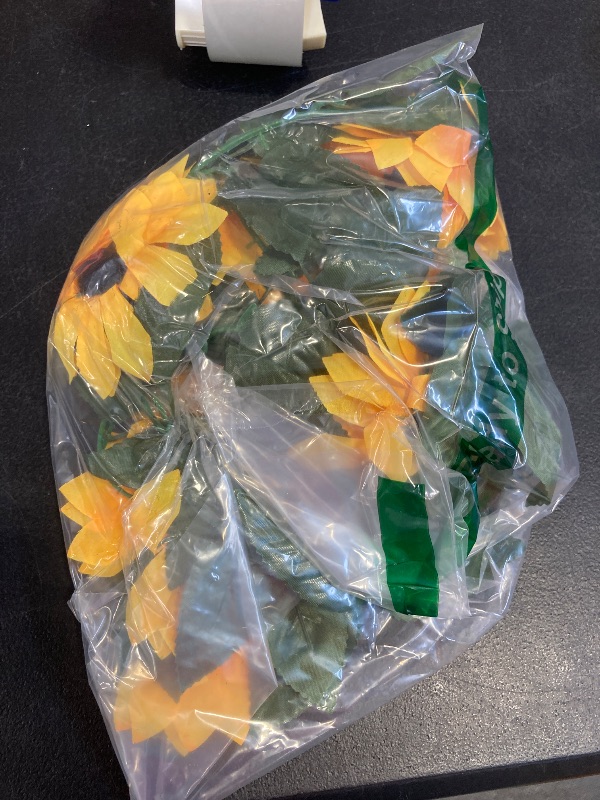 Photo 1 of 4 Pack Fake Sunflowers Garland Decor,Sunflower Vines with Lights 7.5ft Artificial Silk Sunflower for Table Centerpieces Wedding Wall Party Home Fall Decorations