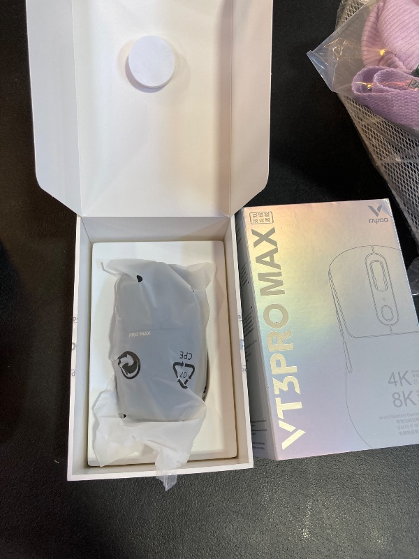 Photo 1 of Rapoo VT3PRO MAX Wireless Gaming Mouse, 59g Superlight, 8KHz Polling, PAW 3950 Ultimate Optical Sensor, 30K Independent X/Y DPI, 1+8 Programmable Buttons, 200H Battery Life, Classic Shape, PC, Black