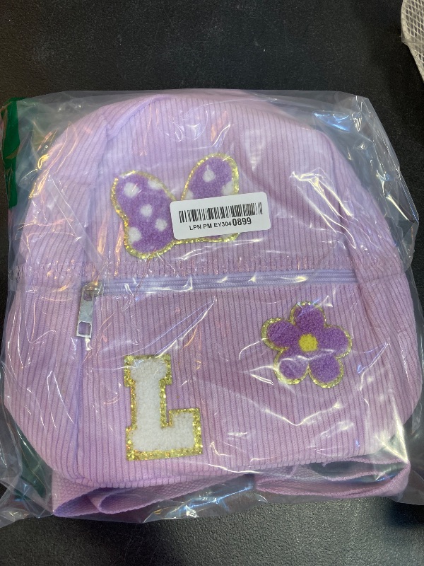 Photo 1 of 2 3 4 5 6 Year Old Girl Gifts Chenille Initial Mouse Bow Mini Backpack, Corduroy Toddler Backpacks Christmas Birthday Gifts for Girls 2-4 5-6, Purple Mini Diaper Bag Must Haves for Park Travel L