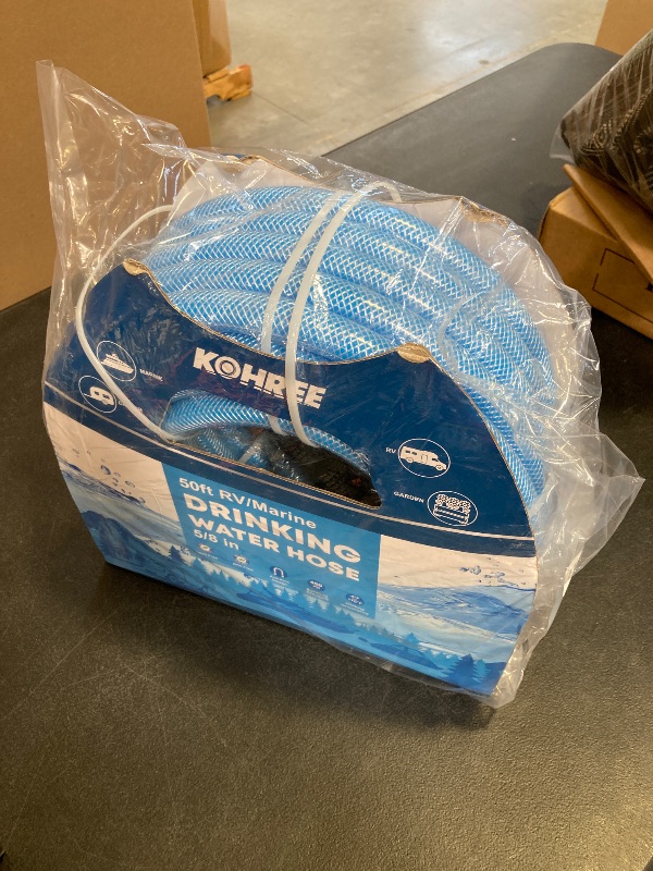 Photo 1 of Kohree 50FT Upgraded RV Water Hose, 5/8" Premium Drinking Water Hose for Camper, Leak Free, No Kink, Flexible Garden Hose 50 ft with Storage Bag, Reinforced PVC Design w/Strain Relief Ends - Blue