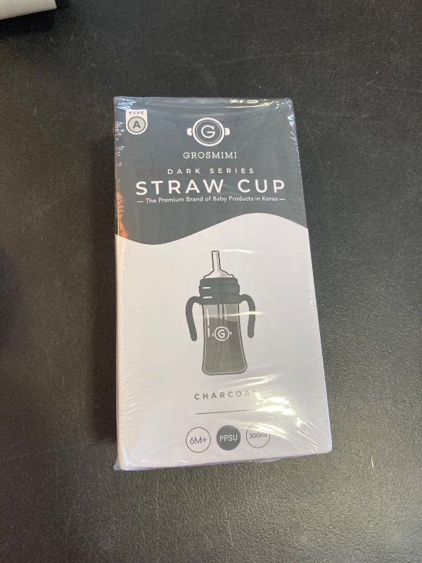 Photo 1 of GROSMIMI Spill Proof no Spill Magic Sippy Cup with Straw with Handle for Baby and Toddlers, Customizable, PPSU, BPA Free 10 oz (Charcoal) SEALED