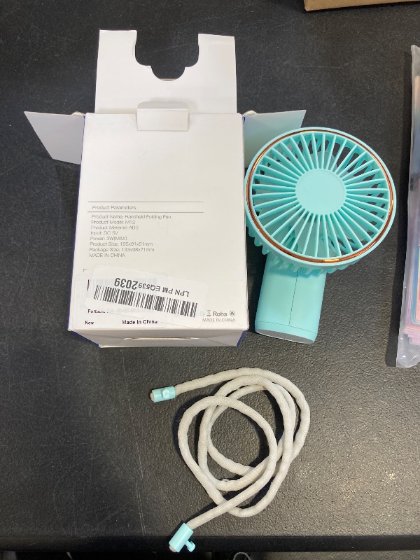 Photo 1 of TUNISE Portable Handheld Fan, 4000mAh, 180 Adjustable, 6 Speed Wind, USB Rechargeable Foldable Fan with Real-Time Electricity Display