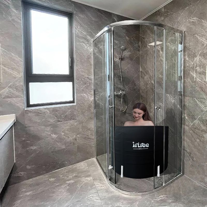 Photo 1 of Portable Adult Soaking Bathtub - Folding Cold Plunge Tub Barrel Bath Shower (Dia 29.5" x H 21.6")
