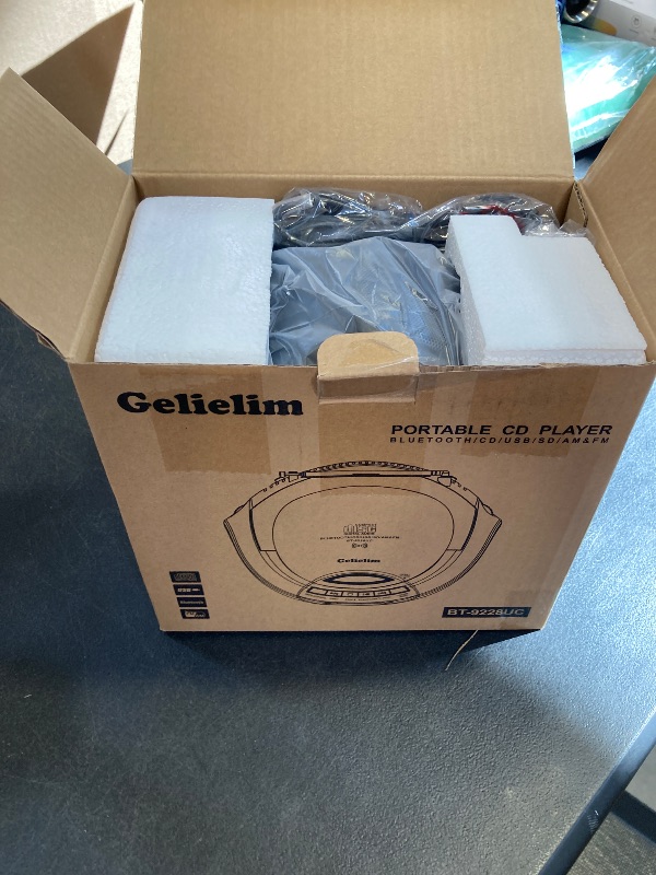 Photo 1 of Gelielim Portable CD Players for Home, CD Boombox with AM/FM Stereo Radio, Bluetooth, USB, SD Card, MMC Drive, Aux-in, Headphone Jack,LCD Display, Boom Box CD Player AC/Battery Operated – Black