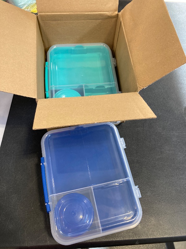 Photo 1 of Sistema TO GO Bento Box Cubes | 1.65 L | School Lunch Boxes With Compartments & Snack Pots | BPA-Free | 2 Count | Minty Teal & Ocean Blue
