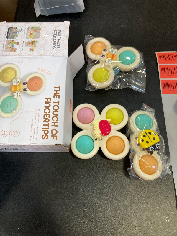 Photo 1 of TOHIBEE 3-Piece Suction Cup Spinner Toys for 1-3 Year Old Boys & Girls - Spinning Sensory Toys for Toddlers 12-18 Months - First Birthday Gifts
