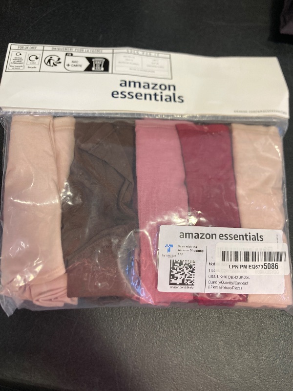 Photo 1 of Amazon Essentials Women's Cotton Midi Brief Underwear, Pack of 5, Blush/Brown/Burgundy/Pink, Large