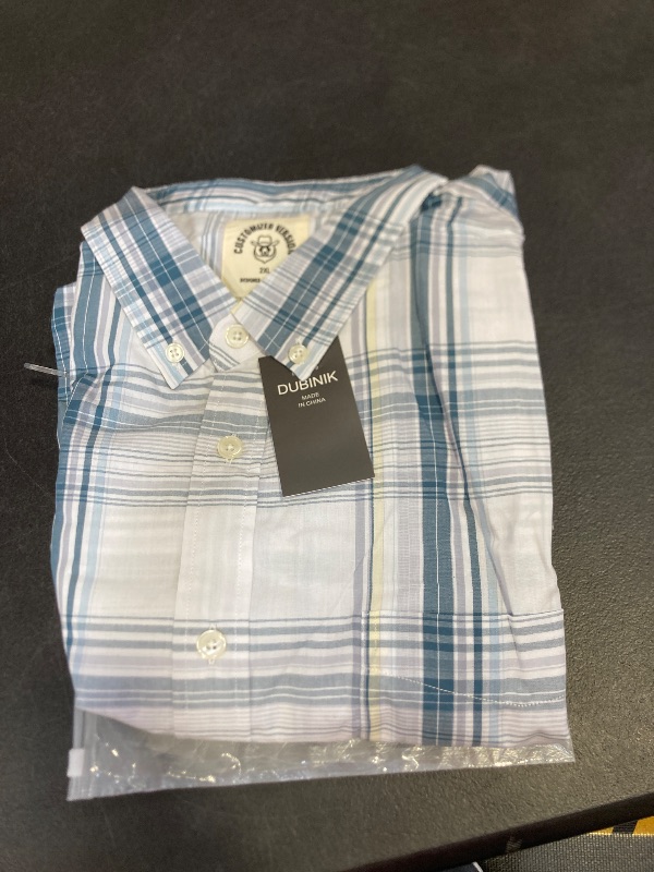 Photo 1 of Dubinik® Mens Short Sleeve Button Down Shirts Soft Breathable Summer Vintage Regular Fit Lightweight Men's Casual Shirt
 2XL