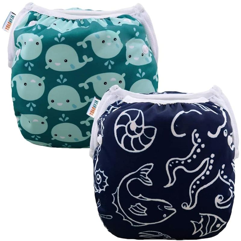 Photo 1 of ALVABABY Swim Diapers 2pcs Baby & Toddler Snap One Size Reusable Adjustable Baby Boys' Swim Diapers for Swimming Lessons SW18-21
