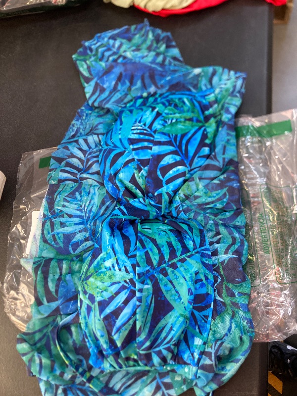 Photo 1 of Talisea Women Bandeau Tankini Top Only Mesh Strapless Swimsuits Top Halter Flyaway Bathing Suits No Bottom Blue Leaves XL