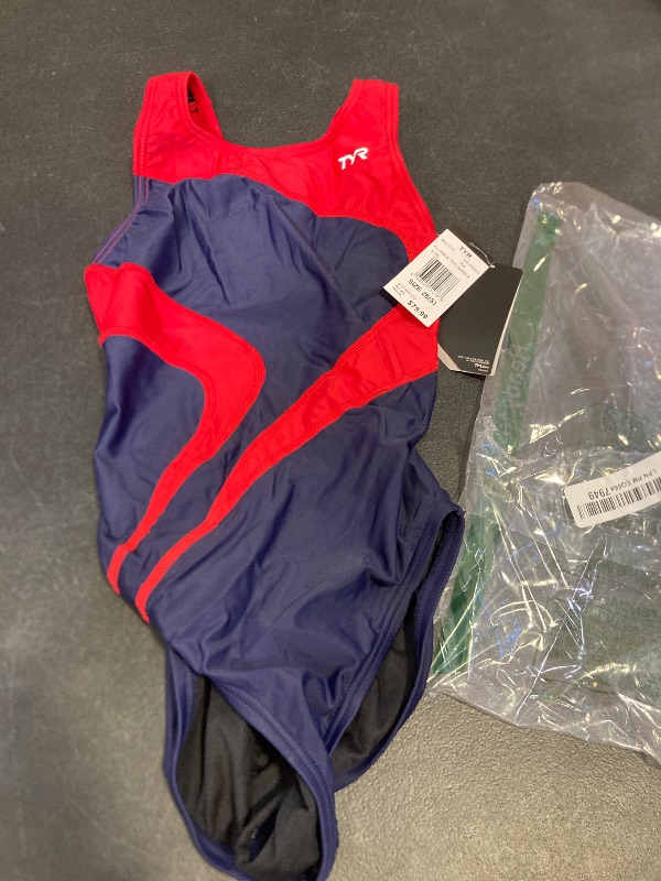 Photo 1 of TYR Adult Alliance T-Splice Maxfit Swimsuit, Navy/Red, 28 SMALL