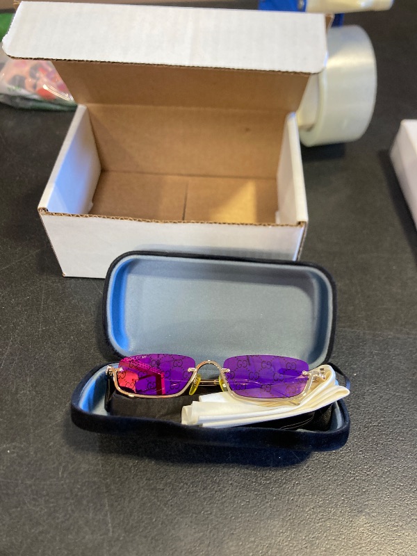 Photo 1 of Gucci Women's GG Upside Down Super Narrow Sunglasses, Gold-Gold-Violet, One Size