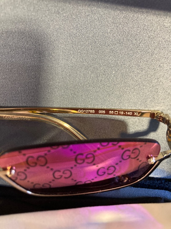 Photo 1 of Gucci Women's GG Upside Down Super Narrow Sunglasses, Gold-Gold-Violet, One Size