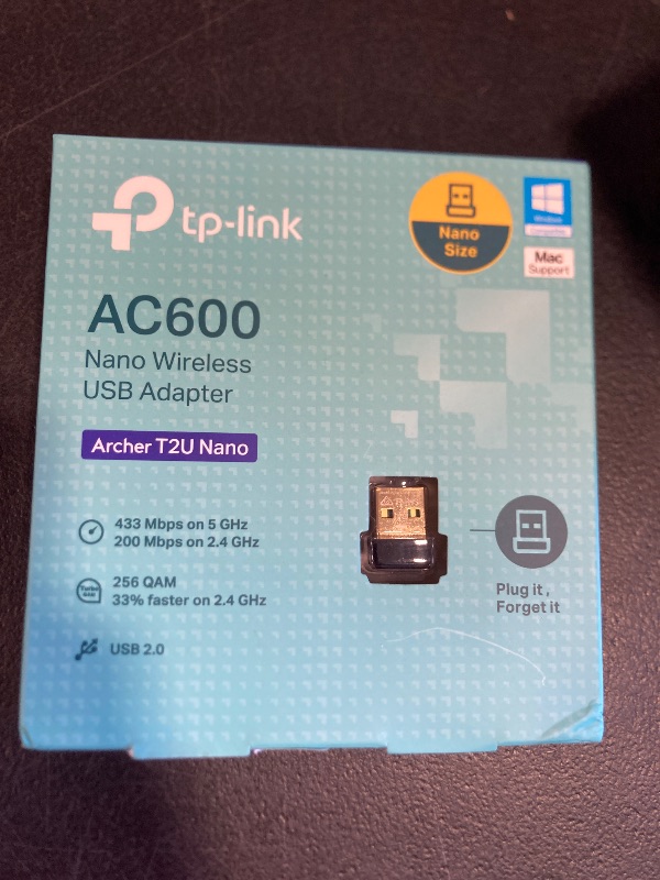 Photo 1 of TP-Link Nano AC600 USB WiFi Adapter(Archer T2U Nano)- 2.4G/5G Dual Band Wireless Network Transceiver for PC Desktop, Travel Size, Supports Windows (11,10, 8.1, 8, 7, XP/Mac OS X 10.9-10.14)