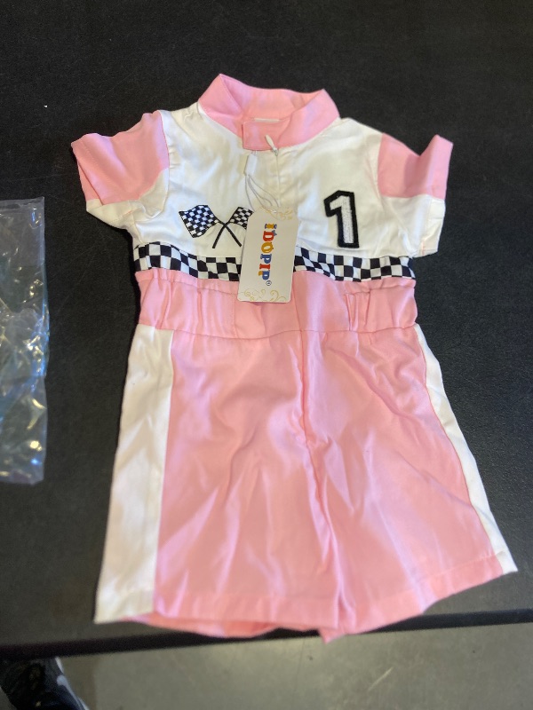 Photo 1 of IDOPIP Baby Boys 1st 2nd Birthday Outfit Race Car Driver Romper Girls Boys Racer Jumpsuit One Piece Bodysuit Racing Suit Toddler Dress up Costume for Cake Smash Photo Shoot Pink 9-12 Months