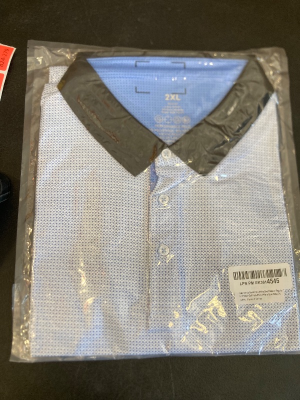 Photo 1 of Alex Vando Mens Polo Shirts Short Sleeve Regular Fit Printed Golf Polo Shirt,White w/Blue Dots,XXL