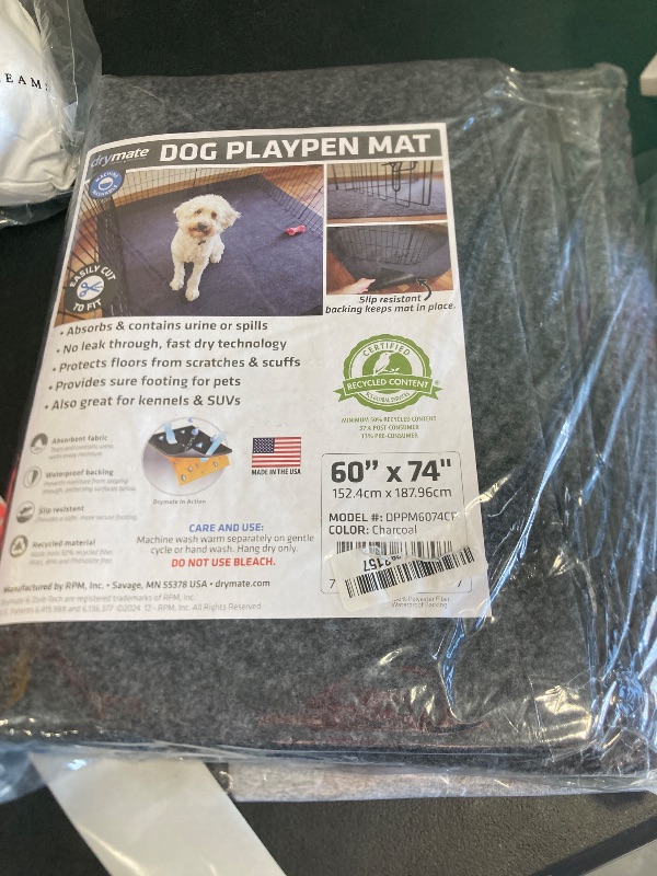 Photo 1 of Drymate Jumbo Dog Playpen Mat (60x74), Super Absorbent, Waterproof, Slip-Resistant, Machine Washable, Reusable Puppy Pad for Training, Whelping, Housebreaking, Incontinence, Crate, Kennel (USA Made)
