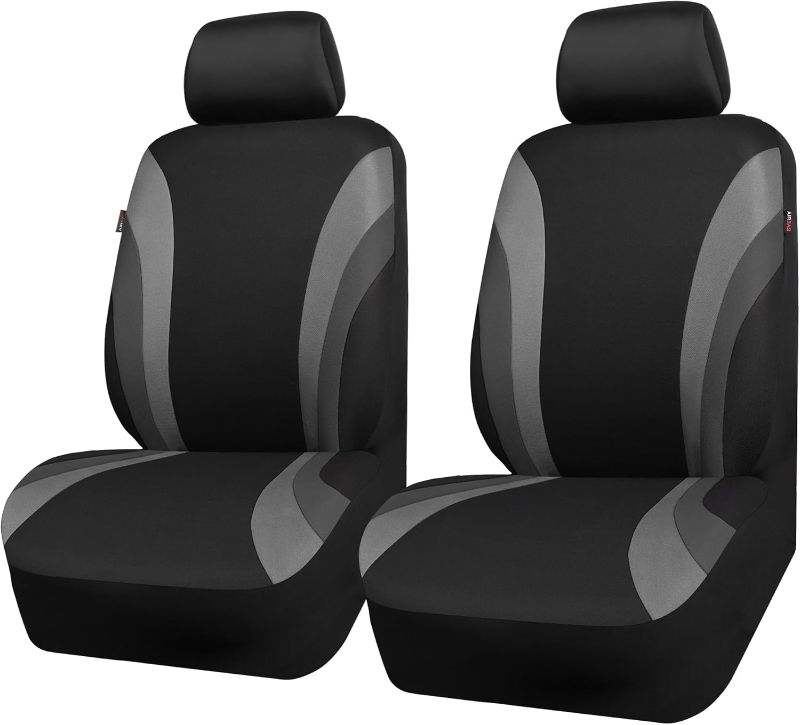Photo 1 of CAR PASS Line Rider Sporty Front Seat Covers,Gray Car Seat Covers Two Front Seats Only, Airbag Compatible,Universal Fit Sedans,Cars,Vans,SUV,Truck(Black and Gray)

