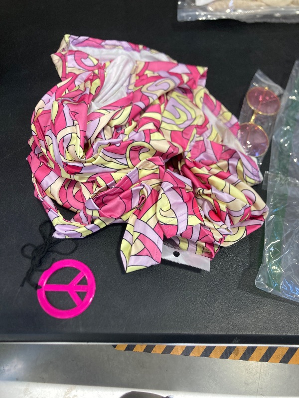 Photo 1 of Deerjoke 60s 70s Disco Outfit Hippie Costume Women, 1970 Style Clothes Dress Accessories Jewelry Halloween (Pink, XX-Large)