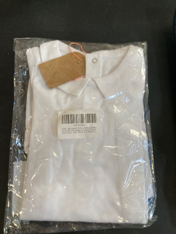 Photo 1 of pureborn 2-Pack Unisex Baby Bodysuit Solid Baptism Long Sleeve peter pan collar White 9-12 Months