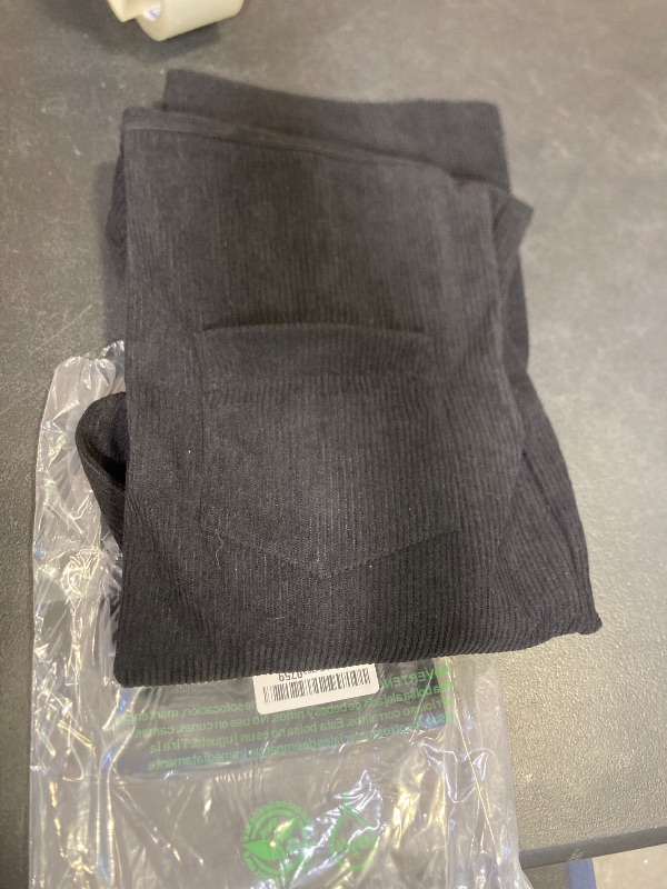 Photo 1 of Flygo Women's Corduroy Jumper Overall Pinafore Midi Dress Skirt with Pockets(Black-M)