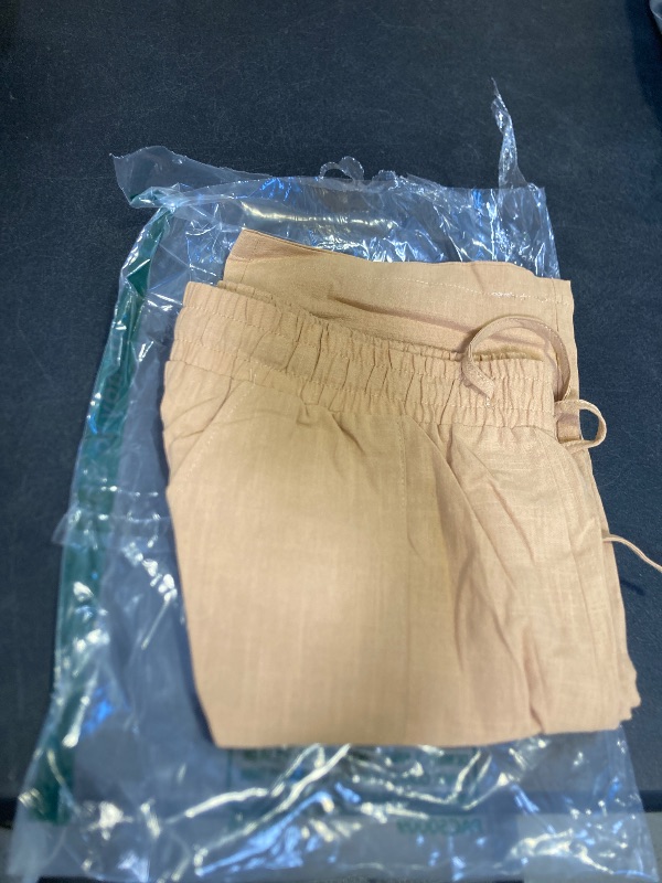 Photo 1 of Men's Cotton Linen Pants Elastic Waist Drawstring Casual Trouser Lightweight Straight-Legs Loose Beach Yoga Pants Khaki large 