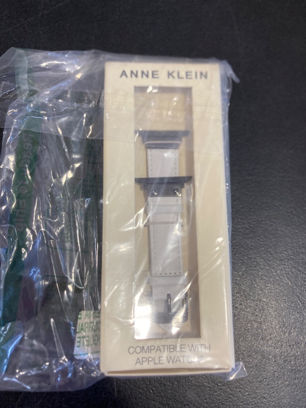 Photo 1 of Anne Klein Leather Replacement Band for Apple Watch Secure, Adjustable, Apple Watch Band Replacement, Fits Most Wrists (42/44/45mm, White)