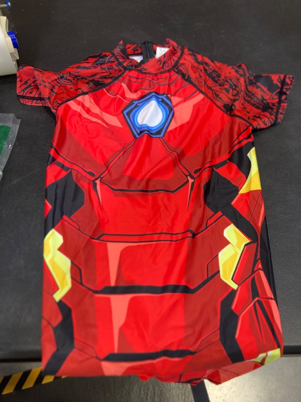 Photo 1 of Plustrong Kids Girls Boys 3D Print One Piece Swimsuits Short Sleeve Rashguard Shirts Bathing Suit 5-12 Years(Iron Man 009,XL(11 years-12 Years xl