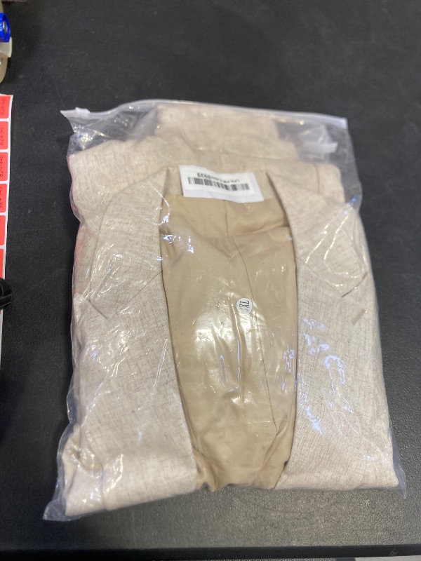 Photo 1 of Diaryan Linen Men Suit Beige 2 Piece One Button Classic Fit Dress Suit Solid Jacket and Trousers for Wedding Business 3XL