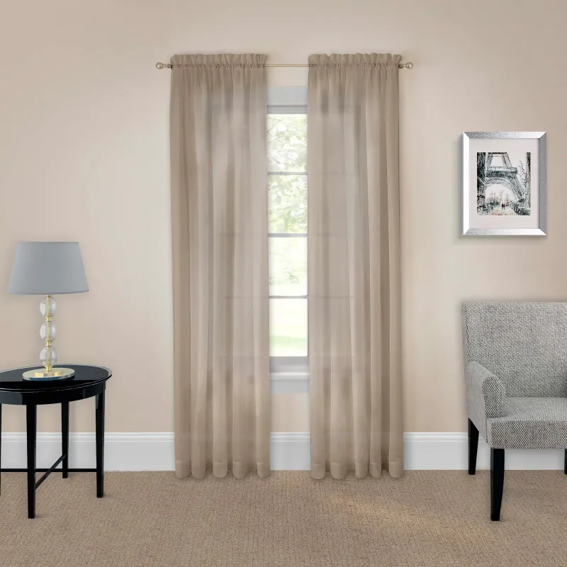 Photo 1 of Set of 2 Sheer Tan/Light Brown Curtain Panels 
