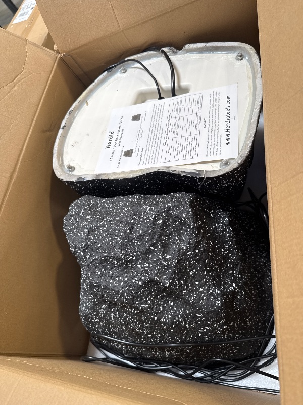 Photo 1 of Herdio 8" Outdoor Rock Bluetooth Speakers Wired IPX7 Waterproof 600 Watt Resin Material All Weather for Deck Pool Backyard Patio Garden BBQ (1 Pair Black)
