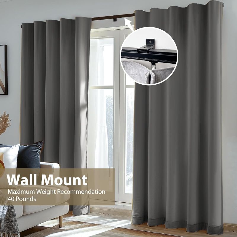 Photo 1 of Curtain Tracks Ceiling Wall Mounted Heavy-Duty Curtains Rails Room Divider Track for Living Bedroom Shower Black 3FT To 15 FT
