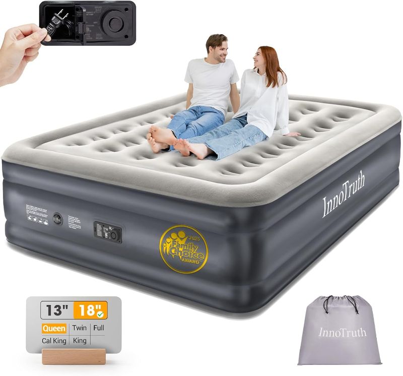 Photo 1 of 10070843359InnoTruth Air Mattress Queen with Built in Pump, Inflatable Blow up Mattress, 18" Raised Colchones Inflables Air Bed for Guests & Home, Ideal for Home Use and Outdoor Camping, 650lb Weight Capacity

