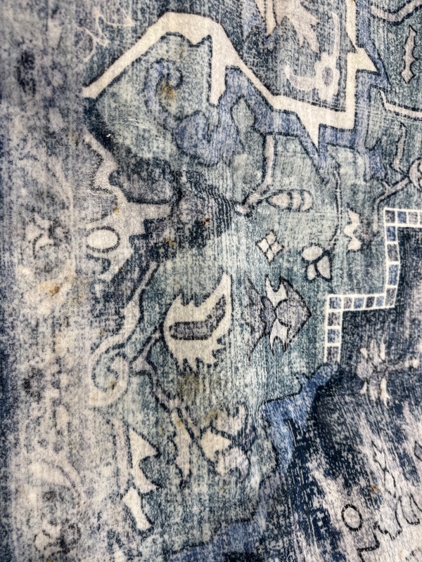 Photo 1 of 10x8Washable Area Rug 8'x10' Dark Blue Retro Boho Design Non-Shedding Non-Slip Easy Care Ideal for High Traffic Areas in Living Room Bedroom Office Coffee Table Kitchen Large Carpet
