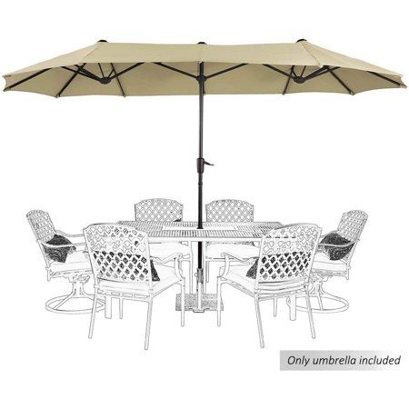 Photo 1 of MF Studio 13 Beige Rectangle Market Patio Umbrella
