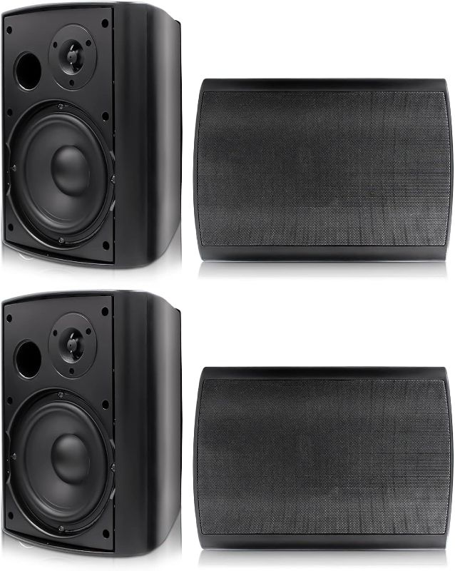 Photo 1 of Herdio 6.5 inch 800W Outdoor Bluetooth Speakers Waterproof Wall Mounted Sound System with Multifunctional Amplifier, Powerful Bass & Stereo Sound, Easy to Install, for Patio Deck Porch (2 Pairs Black)
