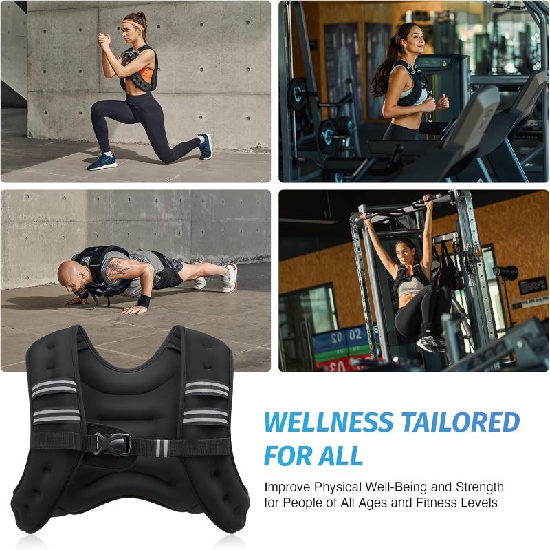Photo 1 of ZELUS Weighted Vest, 6lb/8lb/12lb/16lb/20lb/25lb/30lb Weight Vest with Reflective Stripe for Workout, Strength Training, Running, Fitness, Muscle Building, Weight Loss, Weightlifting
