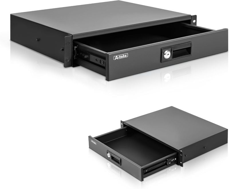 Photo 1 of Artake 4U Rack Drawer for 19 Inch Server Rack and Network Cabinet, Lockable Sever Rack Case with Key, 4U Server Chassis Capacity to 22 LBS