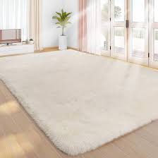Photo 1 of Sour Lemon Area Rugs 8x10 Living Room, Cream Large Area Rug Shag Shaggy Carpet Soft Plush Furry Bedside Rugs, Machine Washable Area Rugs for Bedroom Kids Girls Boys Home Decor Anti Slip