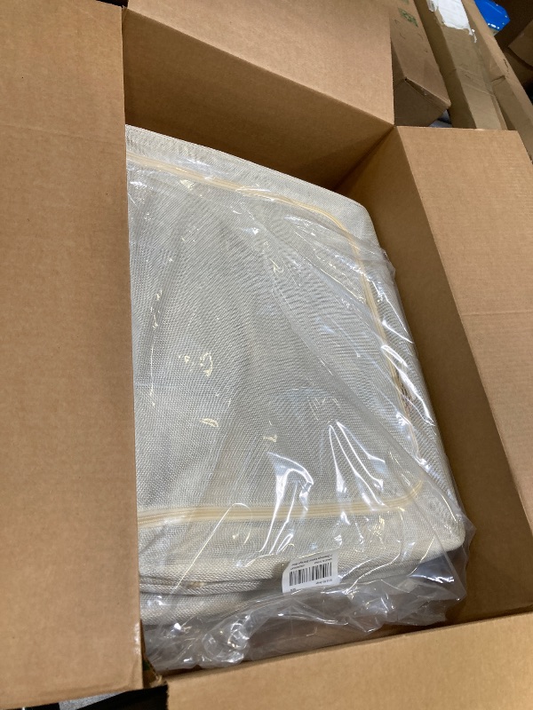 Photo 1 of 3 Opeings Large Clothes Storage Bins with Metal Frame, Foldable Storage Bin for Clothes, Clothing Storage Bins with Lid, Linen Storage Box With Clear Window? Zippers? Durable Handles.(3 Pcs,Beige,66L)