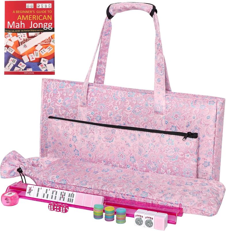 Photo 1 of 
TIASUSAN American Mahjong Game Set, 166 Pink Tiles, Pink Bag and Entire Accessories, 4 All-in-One Rack/Pushers, Mahjong Tiles Set
