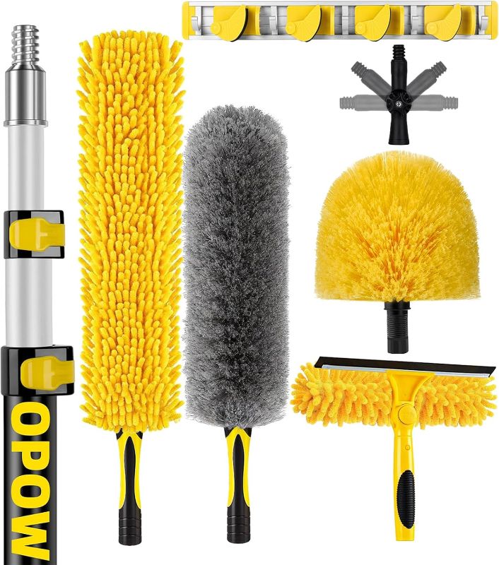 Photo 1 of 20 Foot High Ceiling Duster Kits with 5-12ft Heavy Duty Extension Pole, High Reach Duster for Cleaning,Microfiber Feather Duster,Cobweb Duster,Ceiling Fan Duster,Window Squeegee & Cleaner