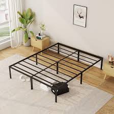Photo 1 of Classic 14 in. Black Metal King Platform Bed Frame 