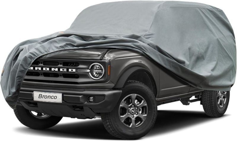 Photo 1 of Kayme Heavy Duty Car Cover Custom Fit Ford Bronco 4 Door (2020-2025),Waterproof All Weather for Automobiles, Full Exterior Covers Sun Rain UV Protection with Zipper Door
