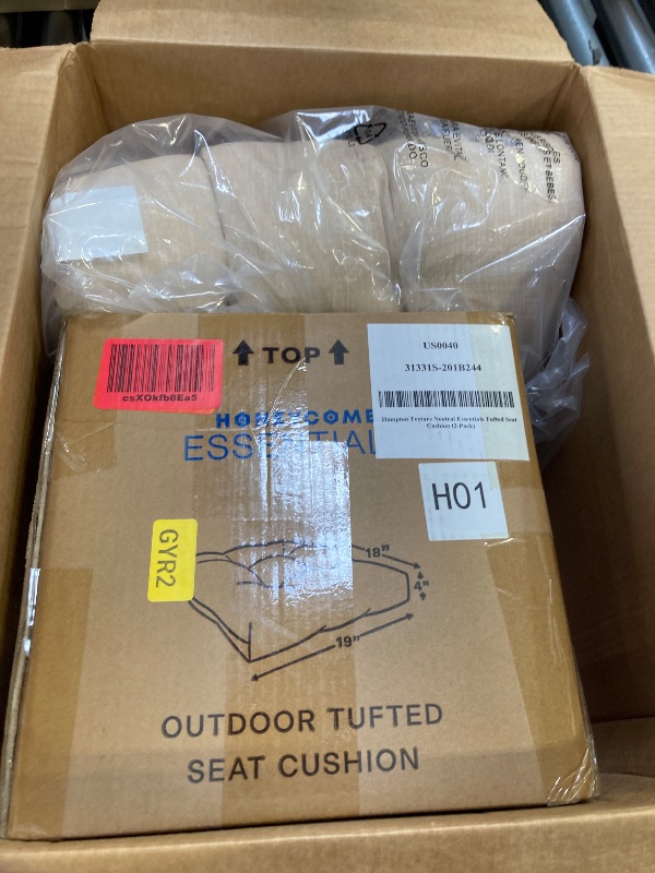 Photo 1 of 2PK HAMPTON TEXTURE NEUTRAL TUFTED SEAT CUSHION 