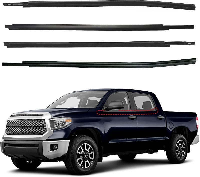 Photo 1 of Window Molding Trim Seal for 2007-2019 Toyota Tundra Crewmax Cab(4 Full-Size Doors),Black Door Window WeatherStrip Seal Belt,Replace#68160-0C020 68210-0C020 68163-0C020 68164-0C020