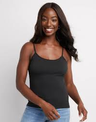 Photo 1 of Hanes Women's Stretch Cami with Built-In Shelf Bra Black size large 