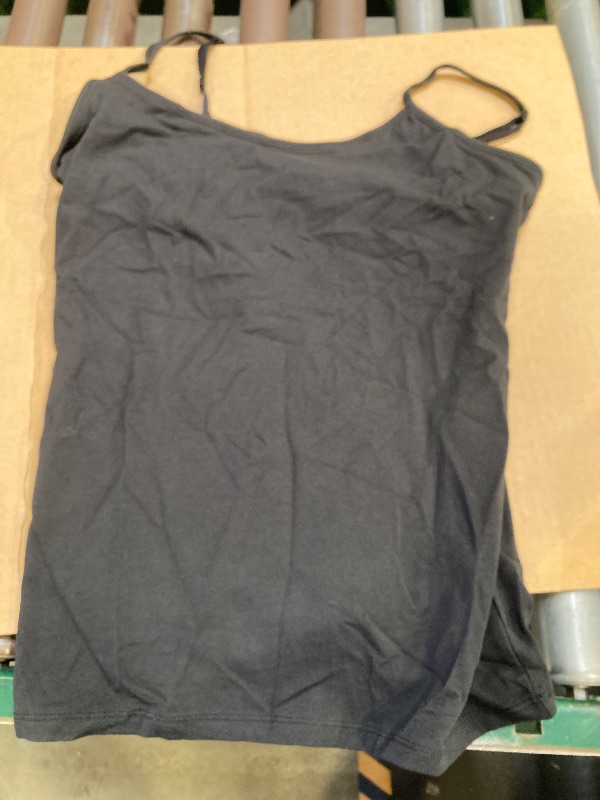 Photo 1 of Hanes Women's Stretch Cami with Built-In Shelf Bra Black size large 
