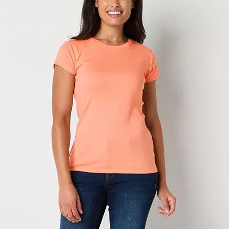 Photo 1 of Liz Claiborne Womens Crew Neck Short Sleeve T-Shirt, X-large, Orange